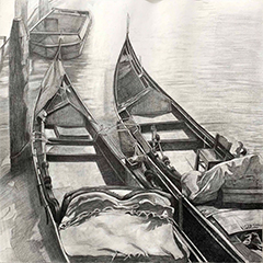 素描作品船