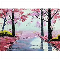 油画作品红枫树