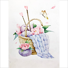 水彩作品花篮