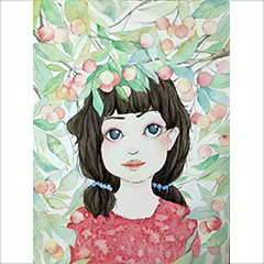 水彩作品小女生
